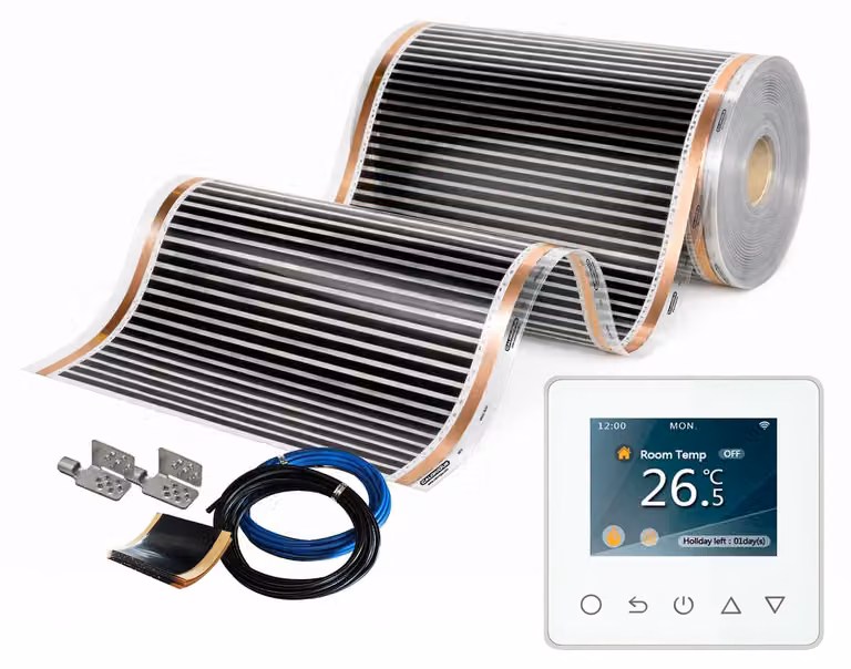 Riscaldamento a pavimento elettrico a infrarossi - Larghezza 100 cm - 150 W/m² - Con termostato Wi-Fi