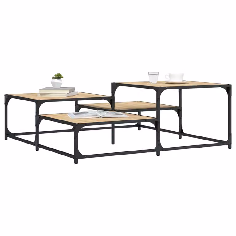 vidaXL Tavolino da salotto quadrato in legno color rovere con finitura opaca L: 107 cm, P: 107 cm, H: 40 cm