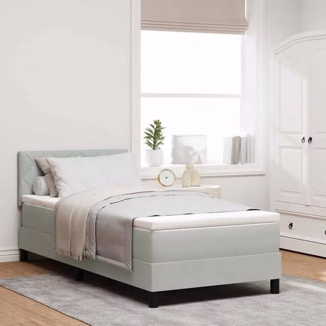 Letto a molle con illuminazione LED vidaXL in velluto grigio chiaro L/P/H: 200 x 90 x 93 cm – 1