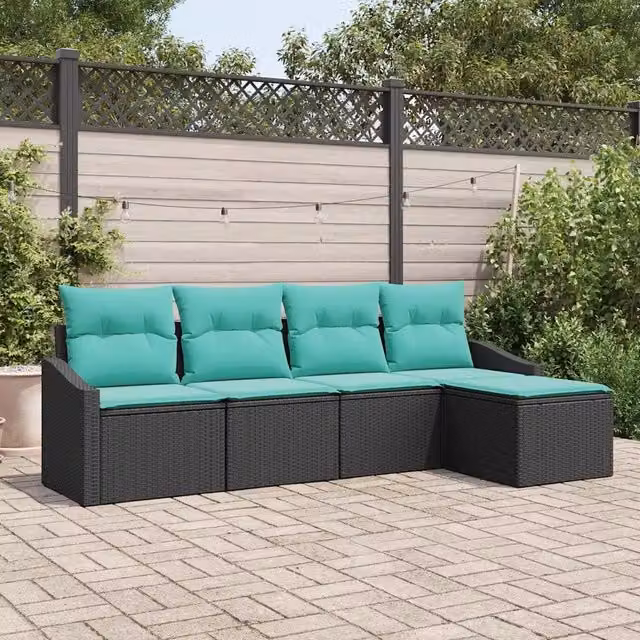 Set di divani 5 pz Nero polyrattan 3346686