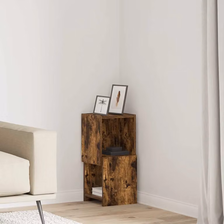 Mobile angolare vidaXL in legno ingegnerizzato Rovere fumé, L 25,5 cm x P 25 cm x H 55 cm
