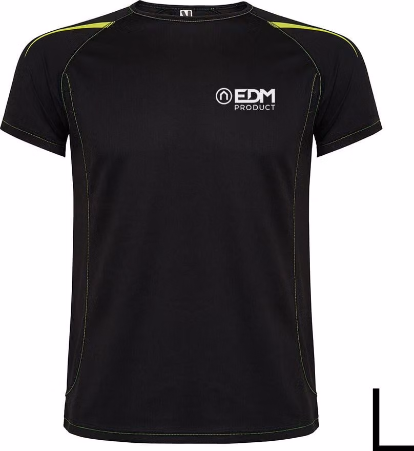 *merchandising* maglietta sportiva nera taglia L Roly EDM
