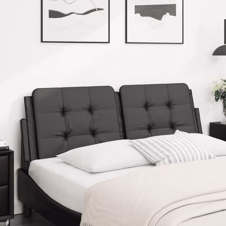 vidaXL Cuscino Testiera Zadar Nero in Similpelle, Larghezza: 140 cm