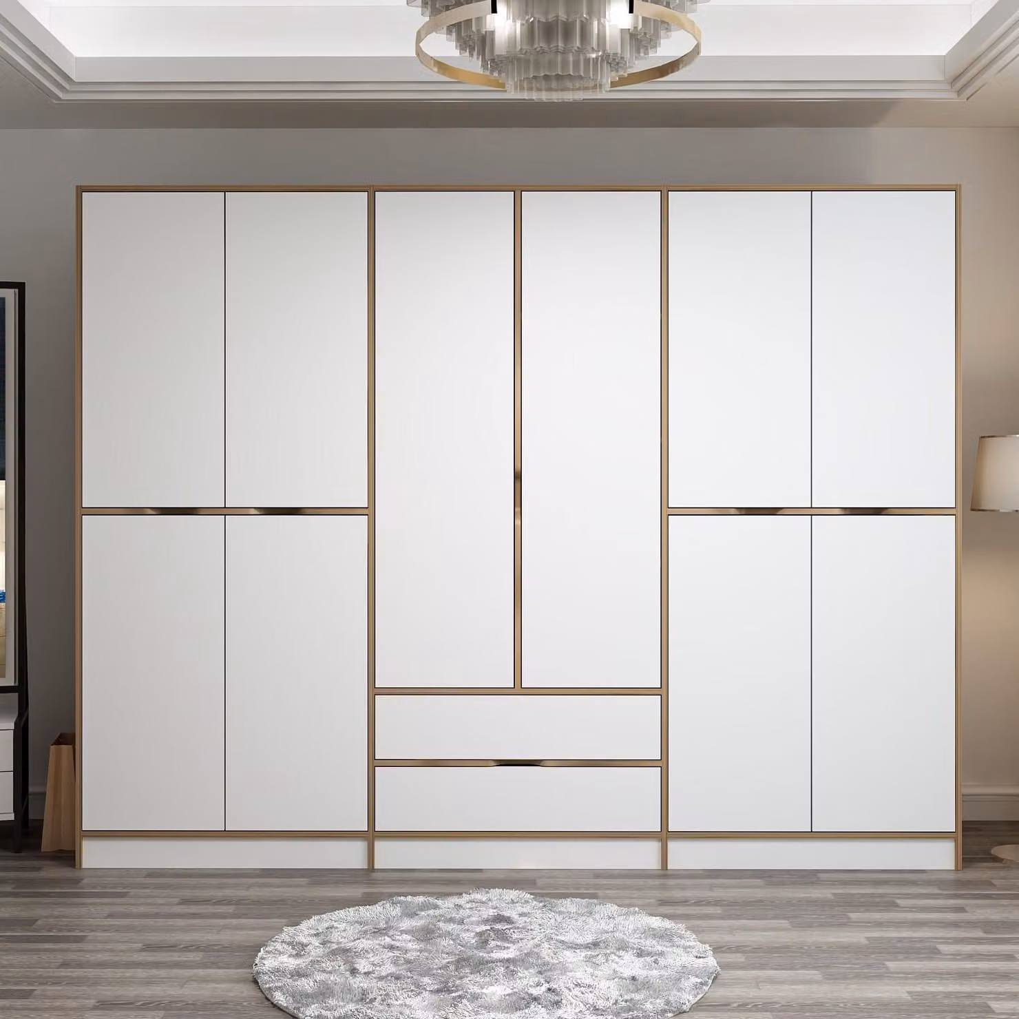 Skye Decor, Elina - 7927, armadio, Dore, 100 % PANNELLI DI PARTICELLE RIVESTITI IN MELAMMINA, 277 x 52 x 208 cm