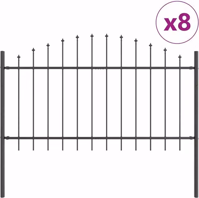 Recinzione per Giardino | Recinzione da cortile 8 pz Grigio 170 x 140 cm