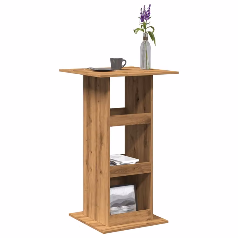 vidaXL Tavolo Bar con Portaoggetti in Legno Multistrato, Colore Marrone, L/P/H: 60 x 60 x 102 cm