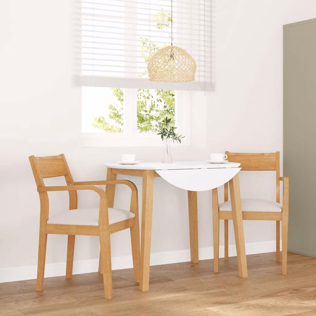 Set di 2 sedie da pranzo vidaXL in legno massello di hevea con cuscini, stile scandinavo, colore naturale e bianco