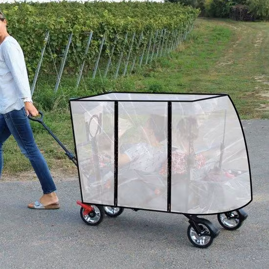 Robusto carrello da spiaggia con freni sulle ruote anteriori e capacità di carico di 150 kg