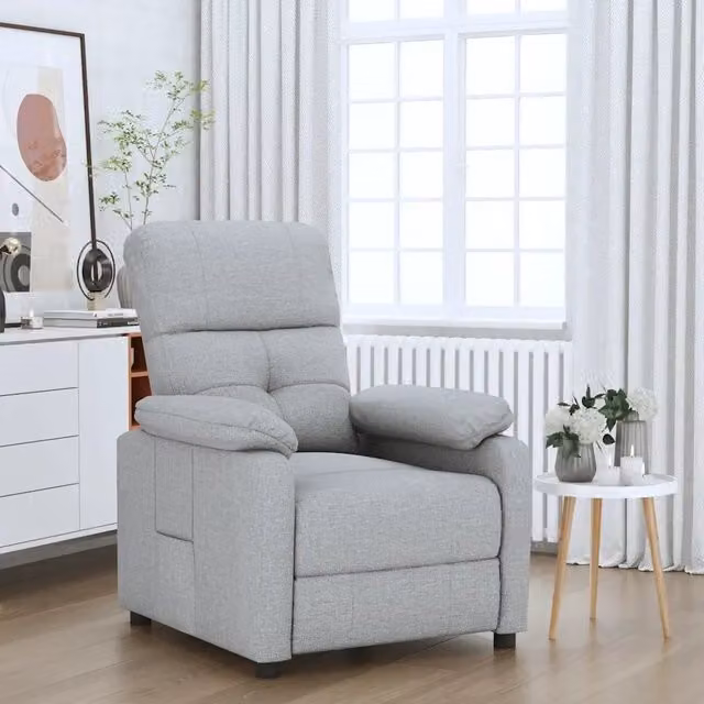 Poltrona Reclinabile in Tessuto Grigio Chiaro