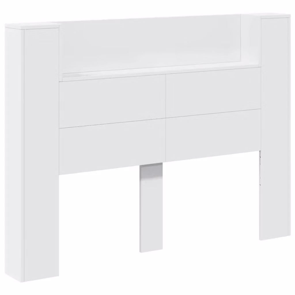 Testiera decorativa moderna vidaXL in legno bianco con illuminazione integrata e mensola, L 140 x P 16,5 x H 103,5 cm – 2