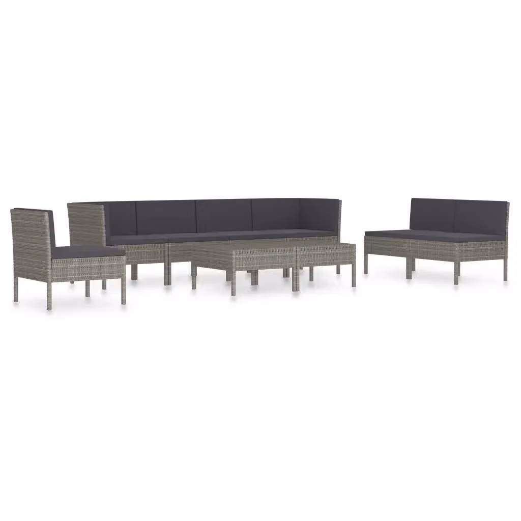 vidaXL Set Divani da Giardino 9 pz con Cuscini in Polyrattan e Struttura in Acciaio Antracite – 2
