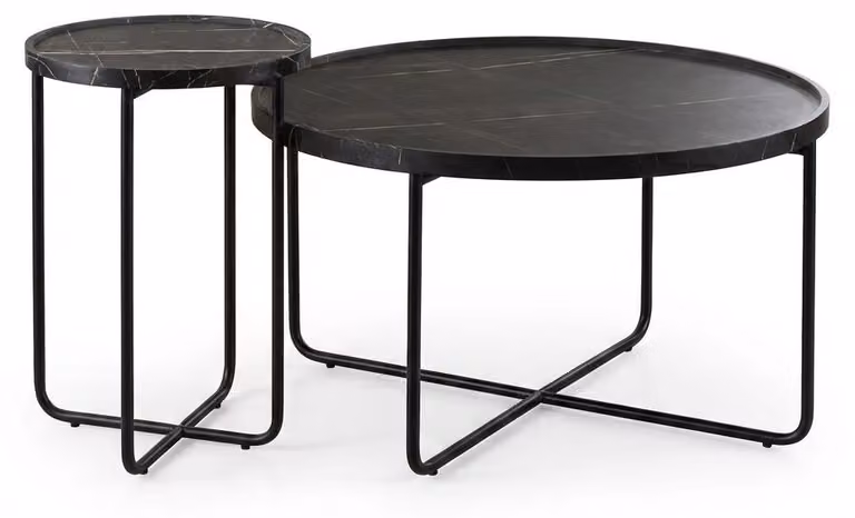 Tavolini Salotto Rotondi Vetroceramica Set 2 Pezzi Tavolo Basso Casa Design
