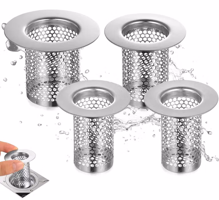 4 filtri per lavandino, bagno, doccia, per raccogliere i capelli