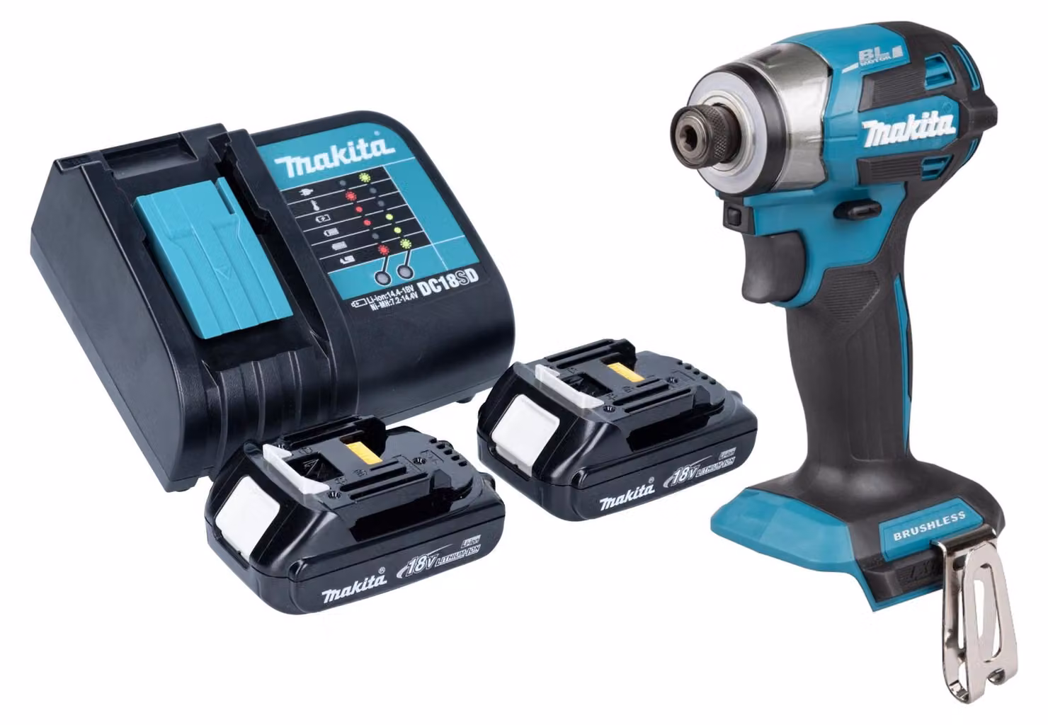Avvitatore a impulsi a batteria Makita DTD 173 SY 18 V 180 Nm 1/4" brushless + 2x batteria ricaricabile 1,5 Ah + caricatore