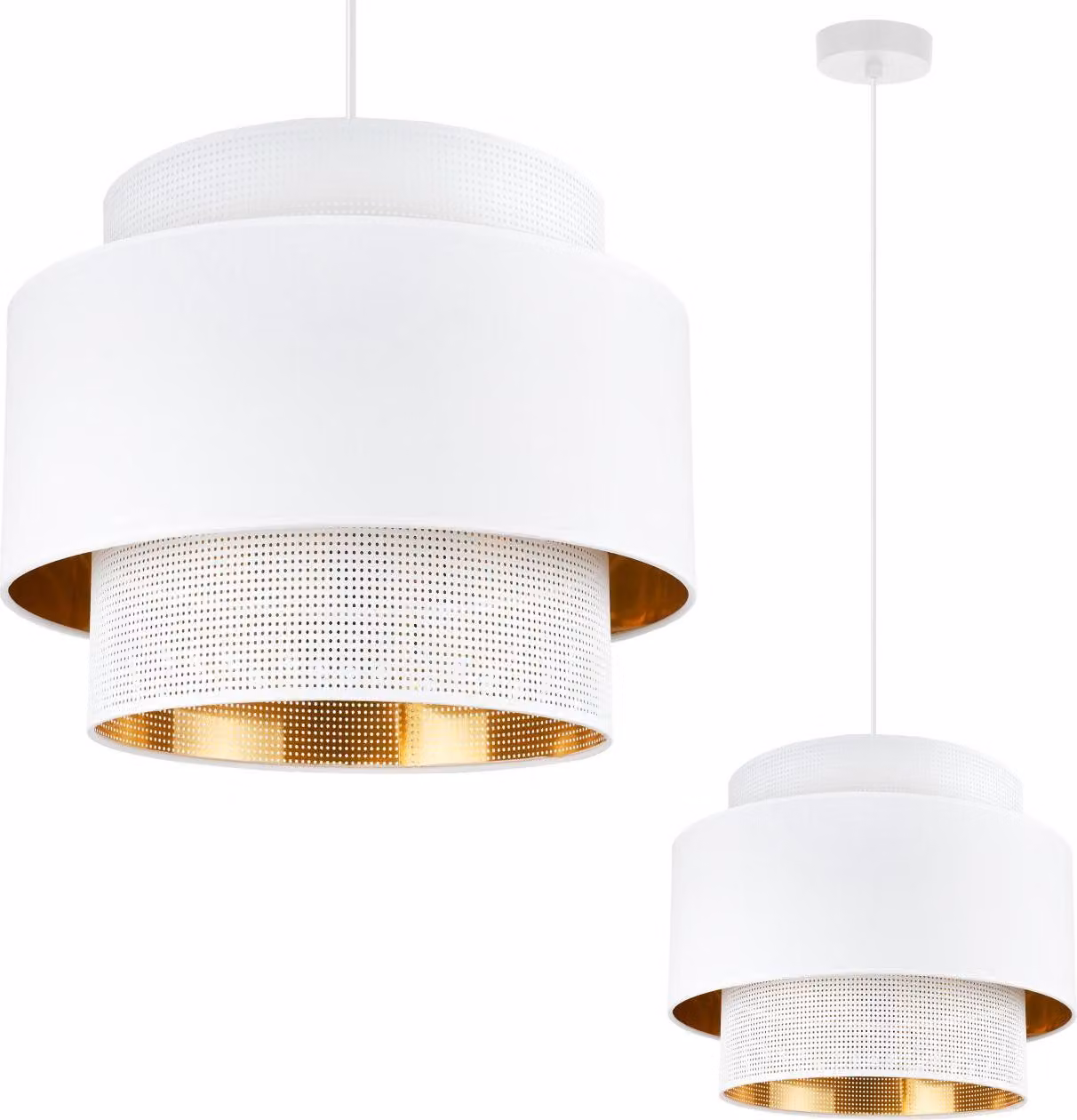 Asti Trio Lampada A Sospensione Oro Bianco 35Cm Maglia