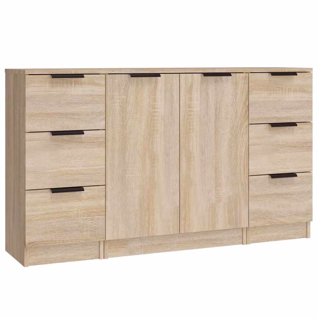 Credenze 3 pz Rovere Sonoma in Legno Multistrato