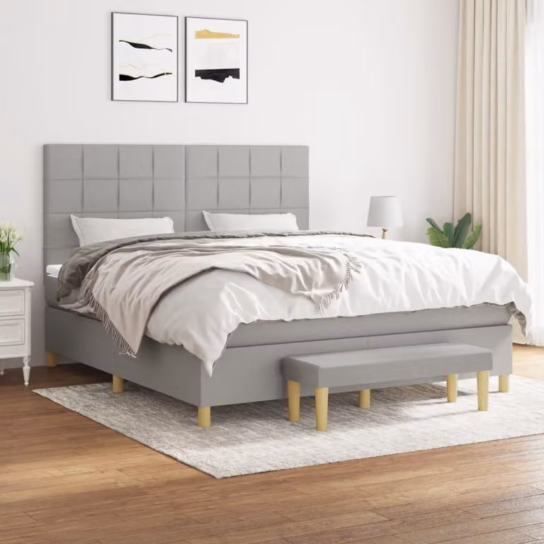 Maison Exclusive - Giroletto a Molle con Materasso Grigio Chiaro160x200 cm Tessuto