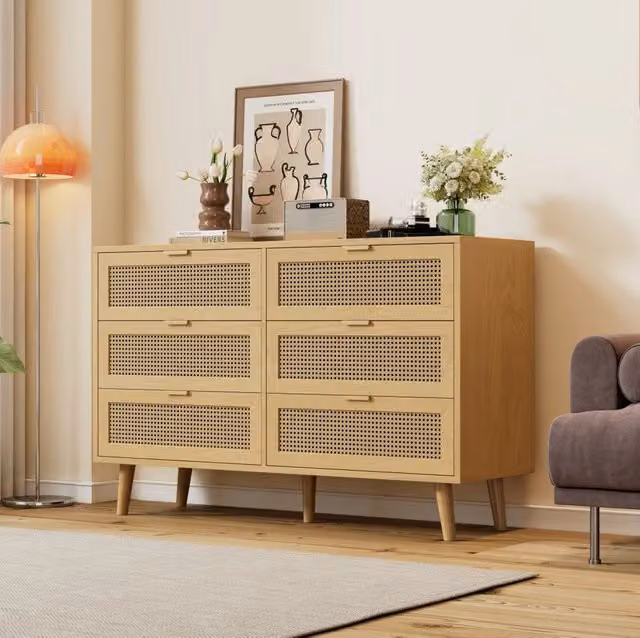 Cassettiera 6 cassetti 120x40x76,5 cm noce – ampio contenitore in legno