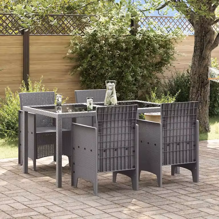 Set di 4 sedie da giardino vidaXL in polipropilene grigio chiaro con braccioli e resistenza ai raggi UV