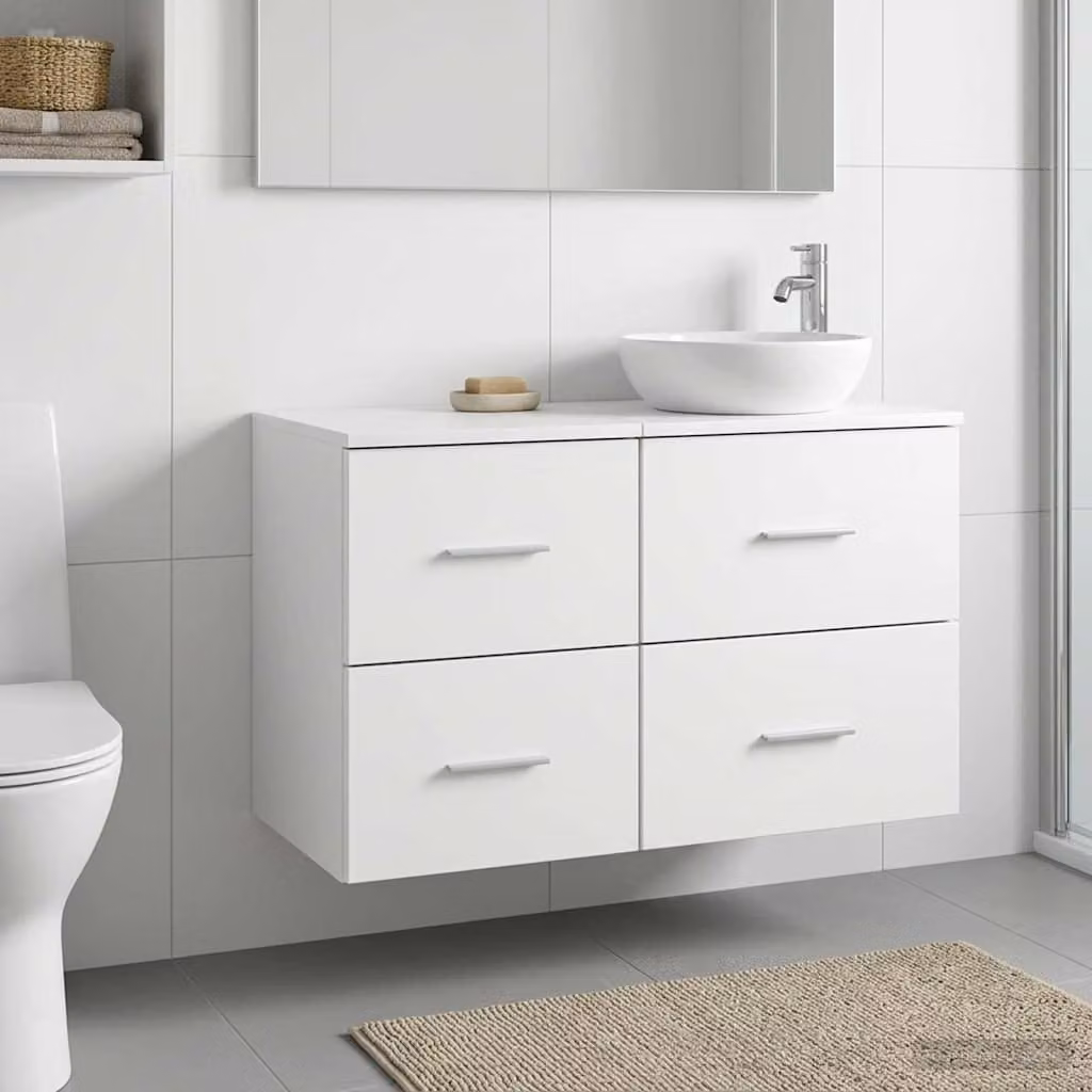 Armadio da bagno moderno vidaXL In-between bianco con cassetti e ante, L/P/H: 30 x 44,5 x 50 cm
