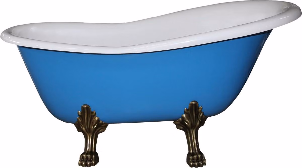 Vasca da bagno in stile Art Déco "Casa Padrino Luxus", colore blu chiaro/bianco/oro antico, dimensioni 1470 mm - Vasca freestanding