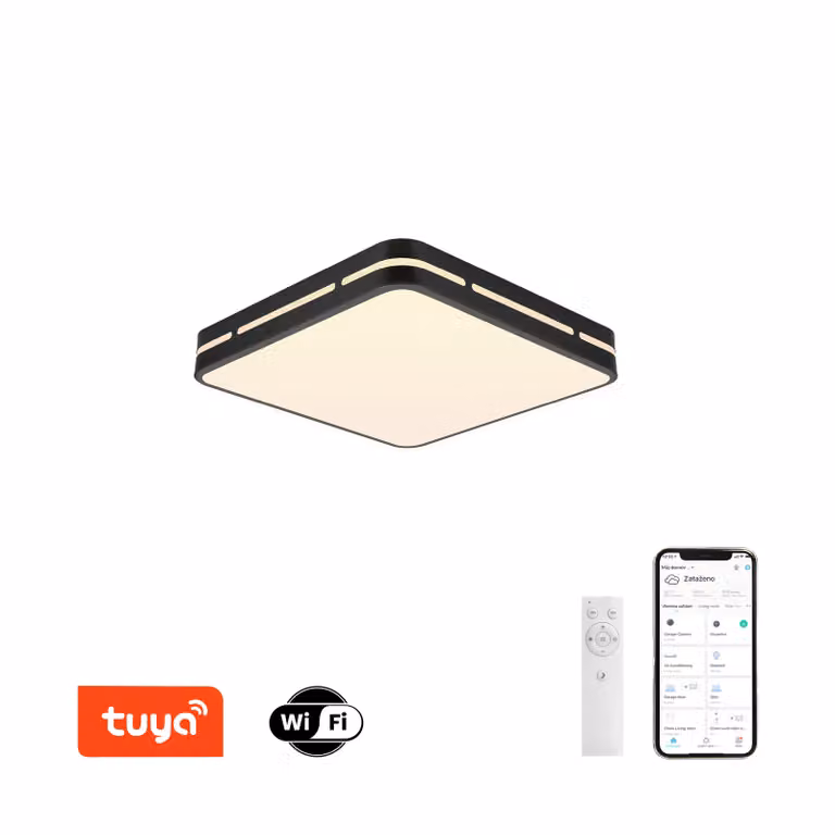 Immax NEO LITE PERFECTO Plafoniera intelligente quadrata 30cm, 24W Nero Tuya WiFi