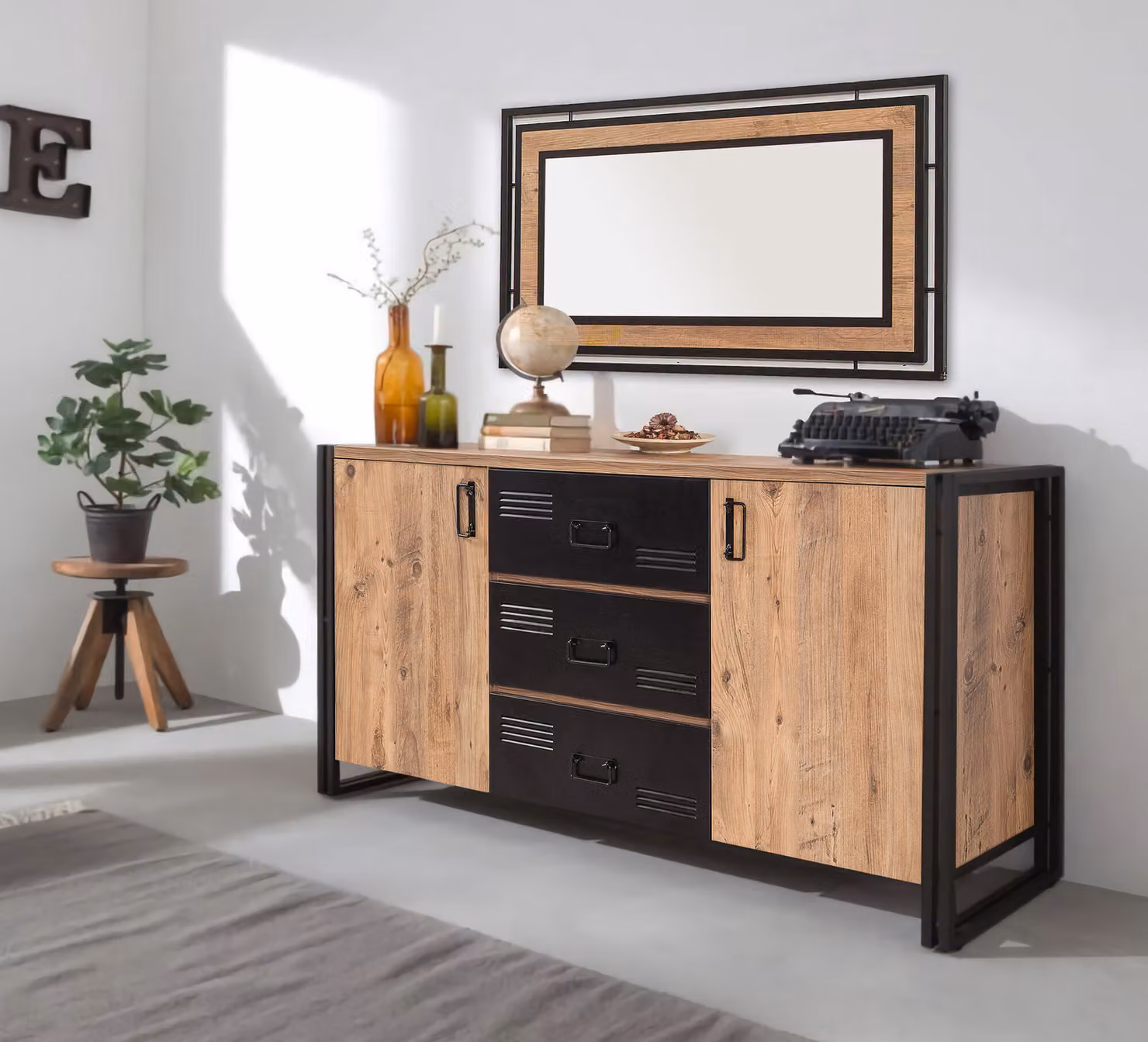 Skye Decor, Cosmo Rio, console, pino atlantico, pannello di legno rivestito al 100 % di melamina, 160 x 45 x 80 cm