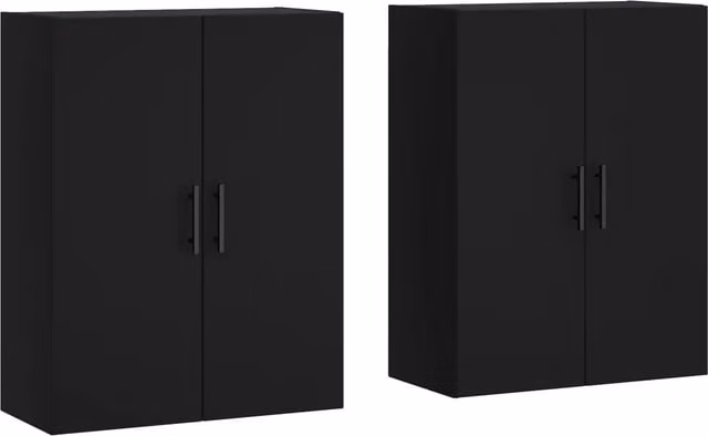 Set di 2 pratici armadietti da parete per riporre oggetti 69,5 x 34 x 90 cm in legno multistrato nero 02_0055373