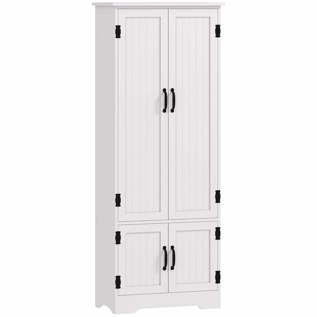 Credenza Armadio Cucina Minimal Moderna Bianca con 2 Ante e 3 Ripiani L: 153 cm, H: 30 cm, P: 30 cm – 2