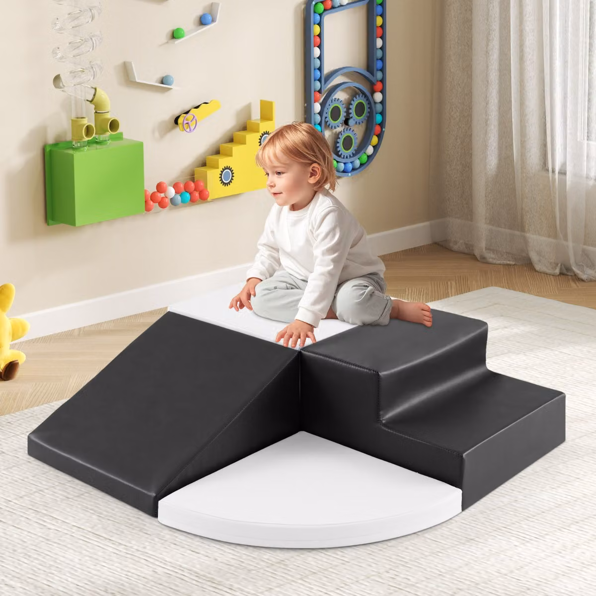 Set di blocchi morbidi in schiuma Costway per arrampicarsi e gattonare per bambini, colore bianco