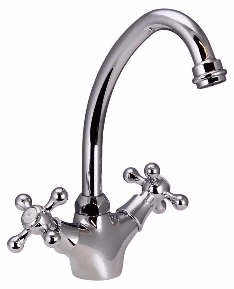 Miscelatore da cucina in stile vintage, cromato, serie Heritage Ascot, modello CR-4004-HA, marca Aquanello