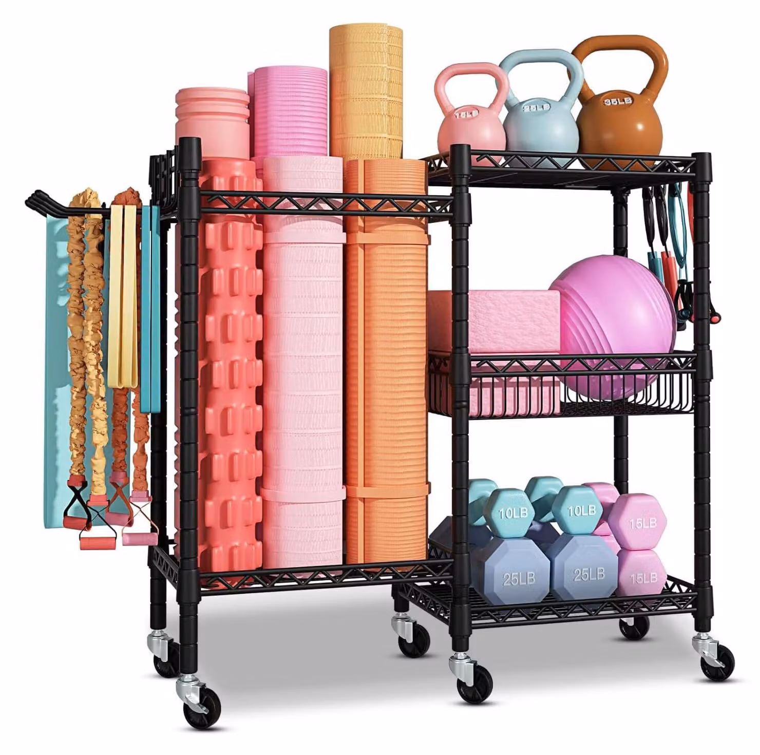 Carrello portattrezzi su ruote per accessori per il fitness