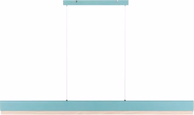 Lampada a sospensione LED Beliani in stile scandinavo con base in metallo verde menta e paralume in legno, dimmerabile e con altezza regolabile