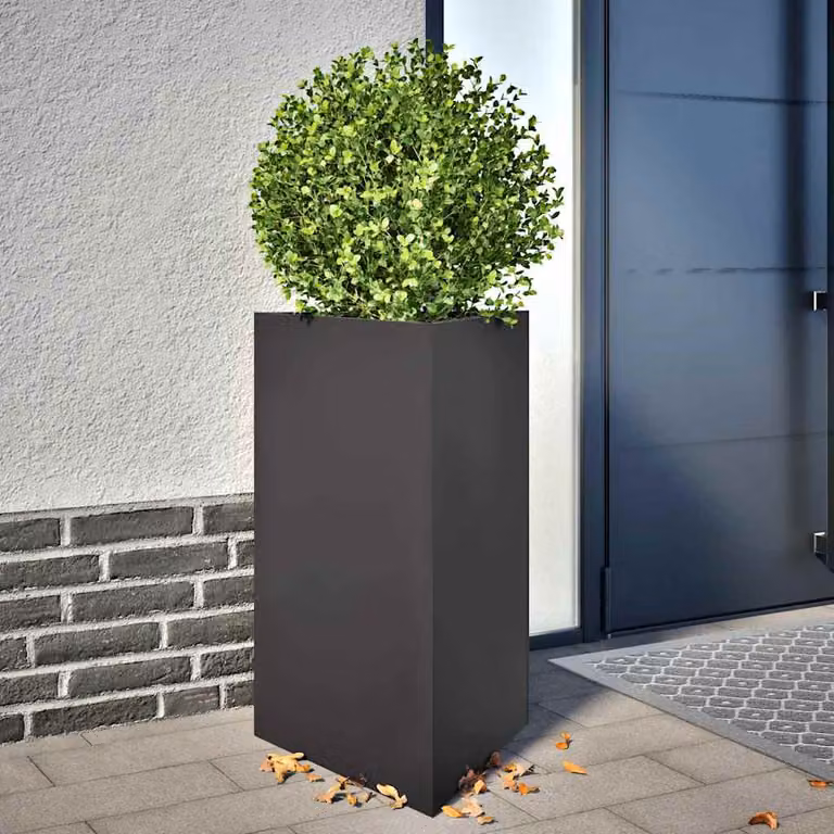 Set di 2 fioriere triangolari vidaXL in acciaio nero per giardino, L: 50 cm, P: 43 cm, H: 75 cm
