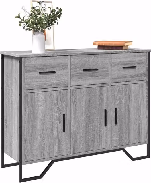 Credenza moderna vidaXL in legno e metallo grigio, L 97 cm x P 32,5 cm x H 74,5 cm
