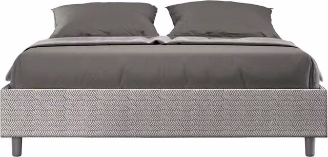Letto Matrimoniale Sommier con Rete e Contenitore Azelia Aragona GIORDANOSHOP Bianco e Grigio L/P/H: 160 x 200 cm