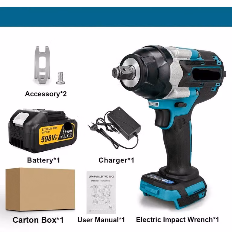 Chiave a percussione – con batteria – Avvitatore a impulsi – 1800 Nm – Senza fili – Avvitatore elettrico
