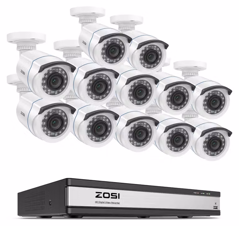 Sistema di telecamere di sicurezza, risoluzione 1080P, riconoscimento di persone e veicoli, DVR a 16 canali con 12 telecamere, senza fili
