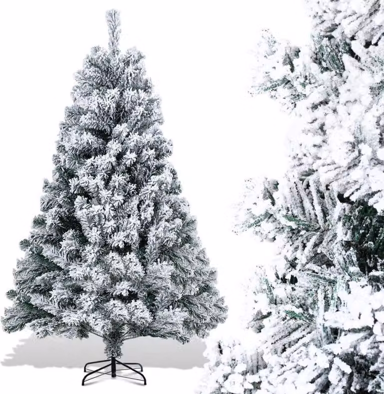 Jayseuw 150cm albero di Natale artificiale e neve bianca, per la decorazione di Natale, resistente al fuoco, riutilizzabile