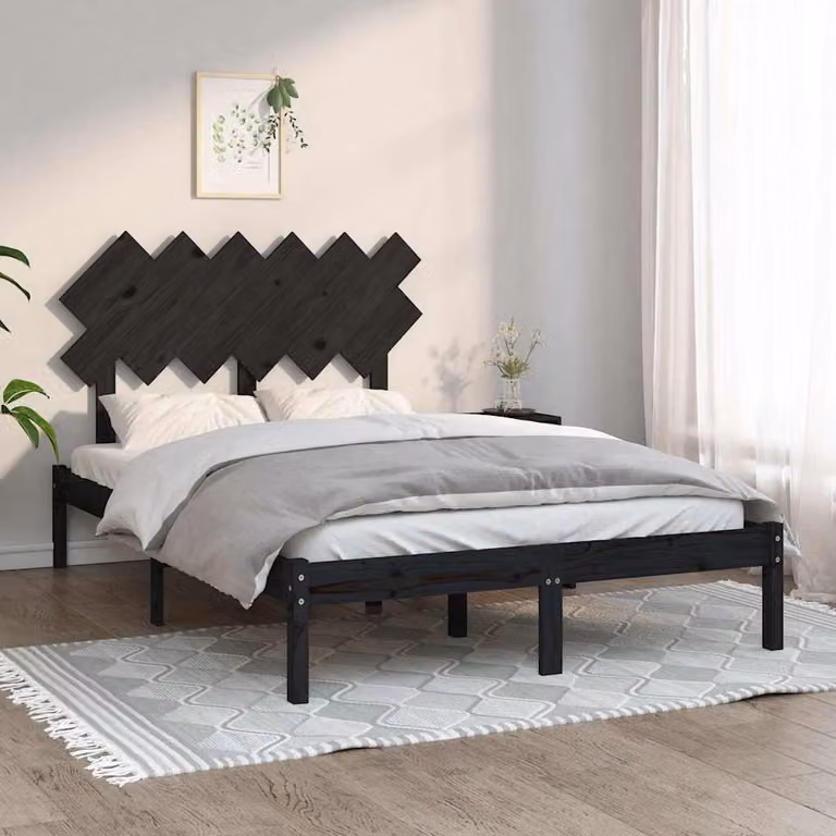 Giroletto matrimoniale vidaXL in legno massello di pino nero L: 135 cm, P: 190 cm
