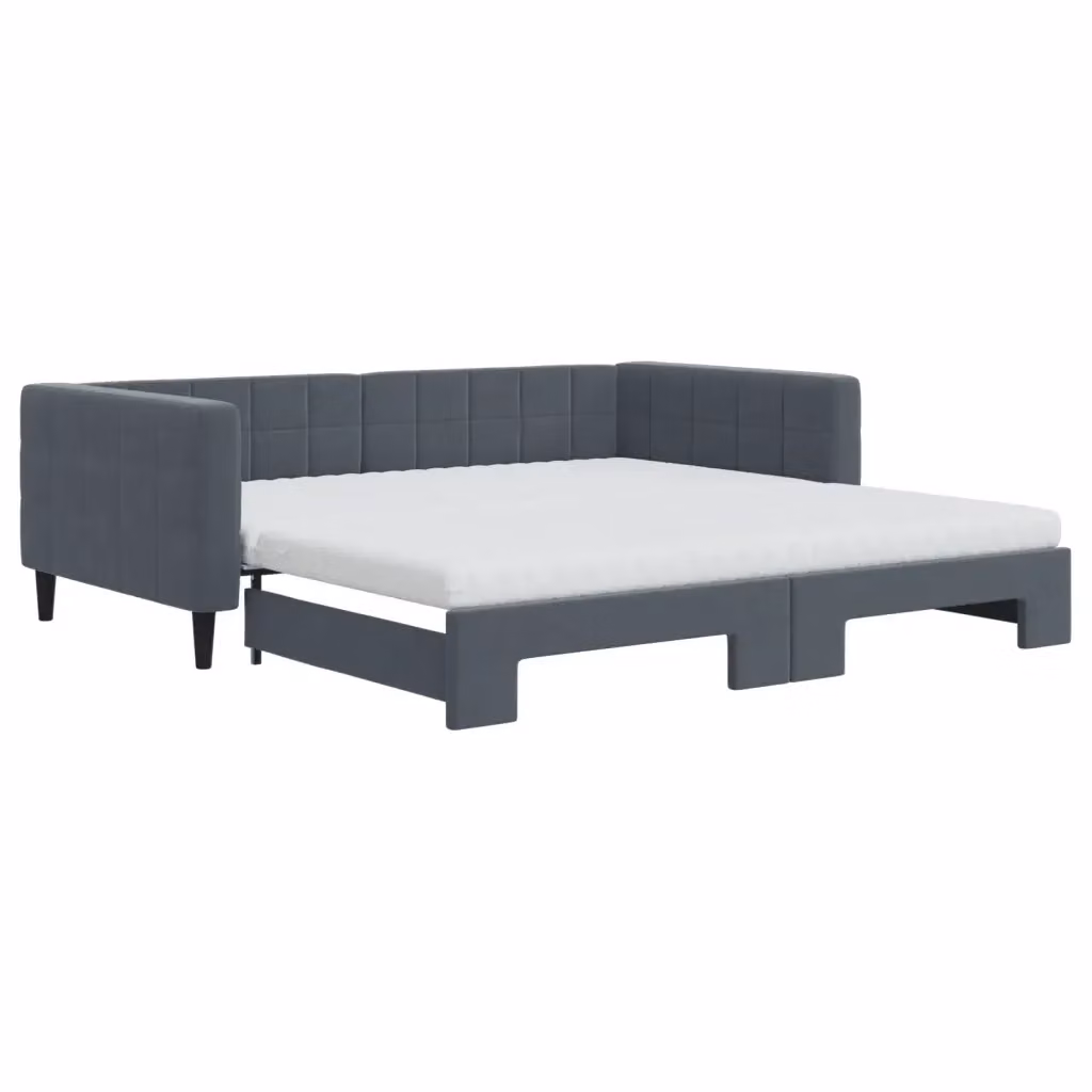 Divano Letto Estraibile vidaXL in Velluto Grigio con Cassettone, L/P/H: 223 x 110 x 68 cm, Materasso 100x200 cm – 2