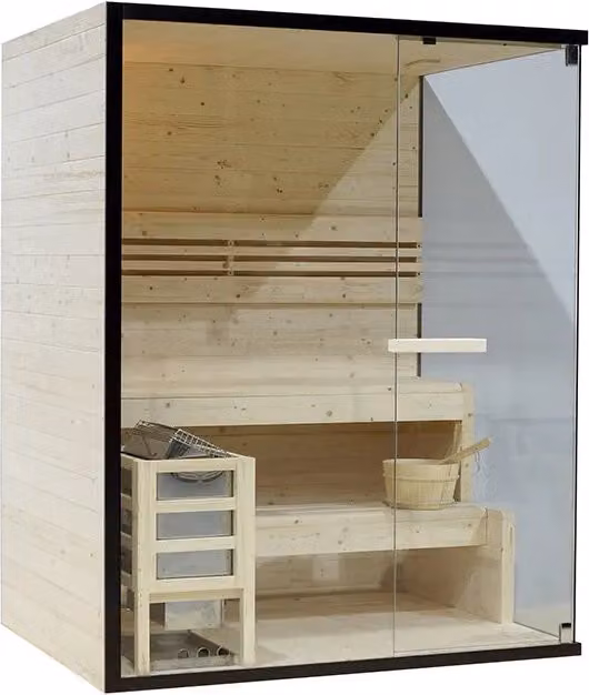 Sauna finlandese da interno Kivi per 2-3 persone in legno di abete, L: 150 cm, P: 120 cm, H: 190 cm