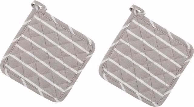 Set di 2 presine quadrate Kasanova grigie con righe chiare, L/P: 18 x 18 cm