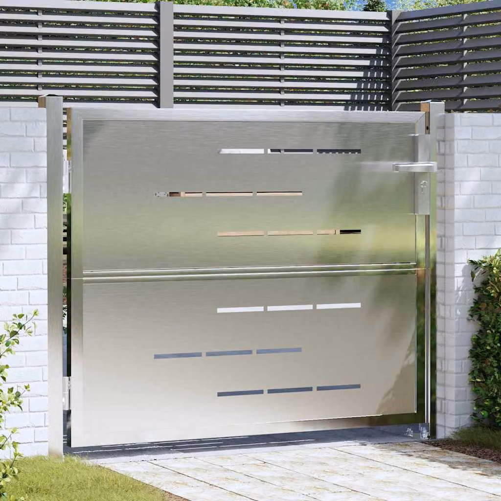Cancello singolo da giardino vidaXL in acciaio inox argento, L: 85 cm, H: 70 cm