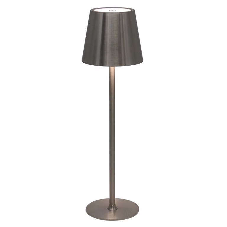 DICTROLUX Lampada da Tavolo LED Penelope Silver, Dimmerabile e Cordless con Controllo Touch e Ricarica USB