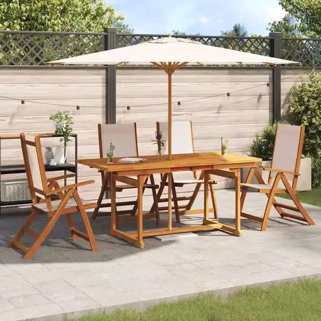 Set Pranzo da Giardino 5pz Legno Massello di Acacia e Textilene 3279282