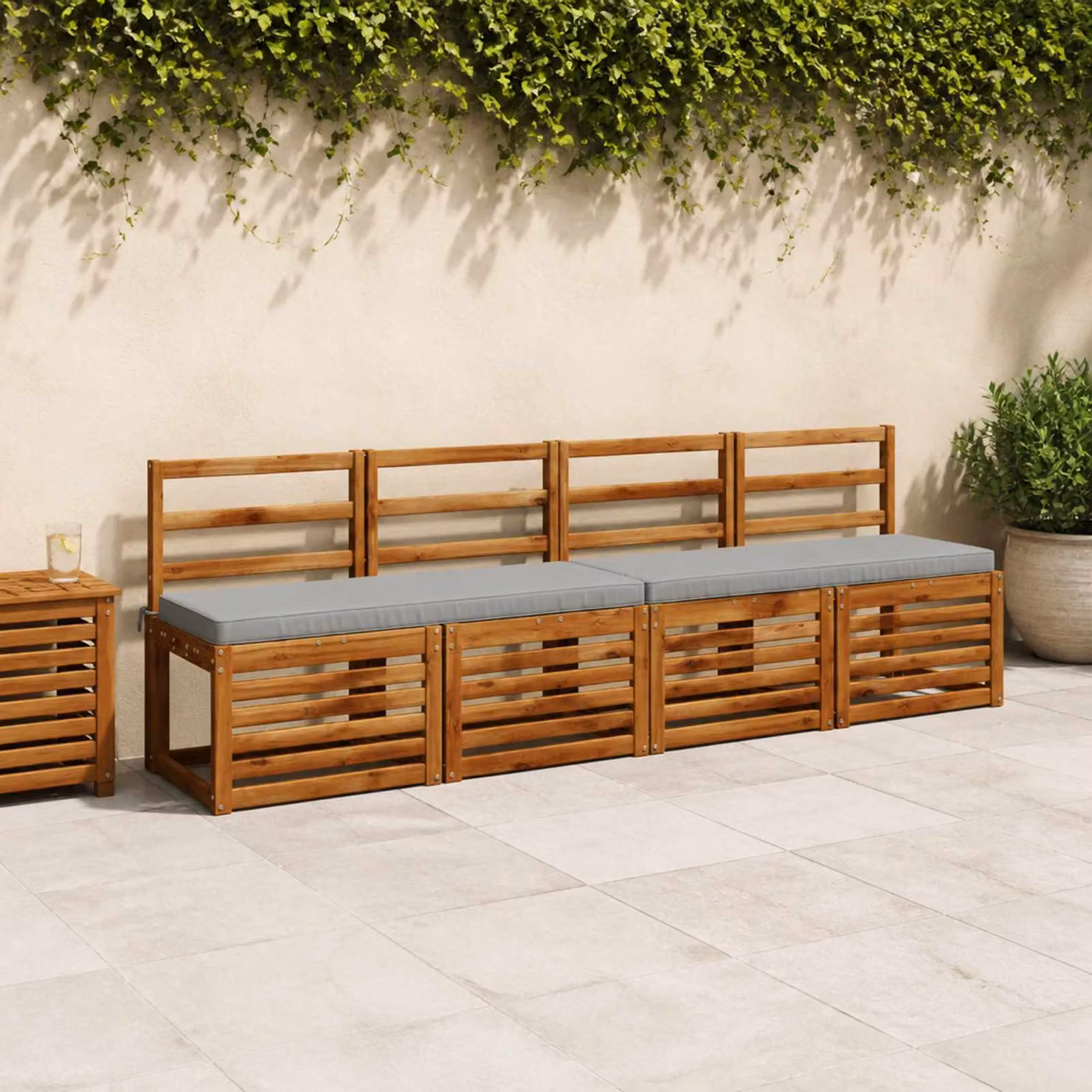 Set di 2 cuscini per panchina vidaXL VUGHT grigi in poliestere con rivestimento rimovibile e resistente ai raggi UV