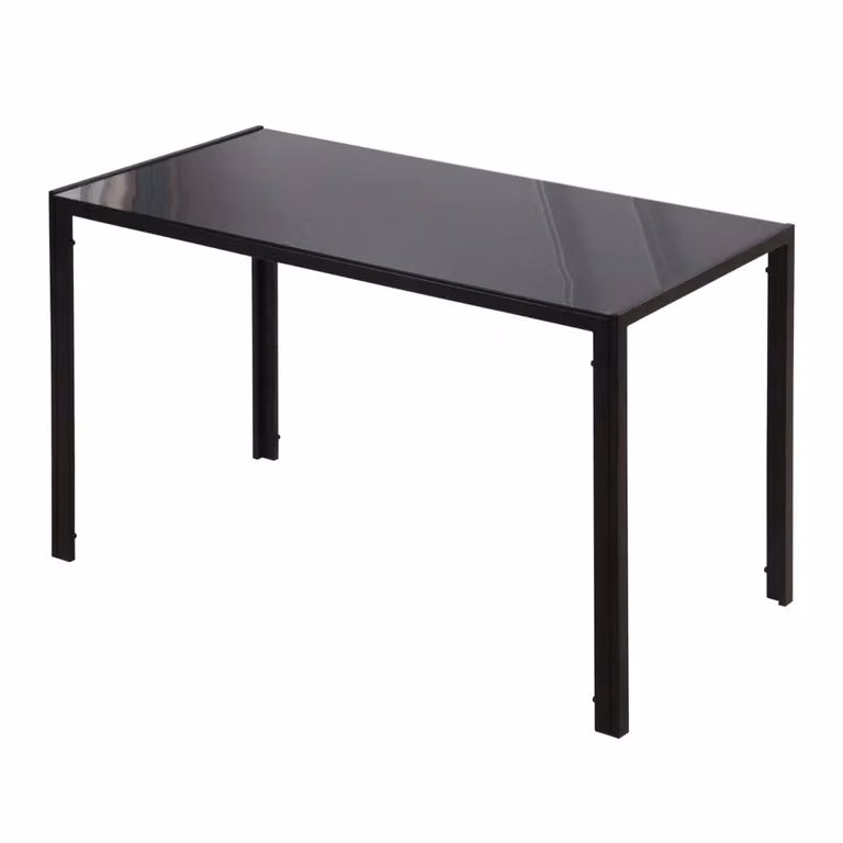 Tavolo da pranzo moderno Minimal rettangolare con piano in vetro trasparente e struttura nera L/P/H: 120 x 60 x 75 cm