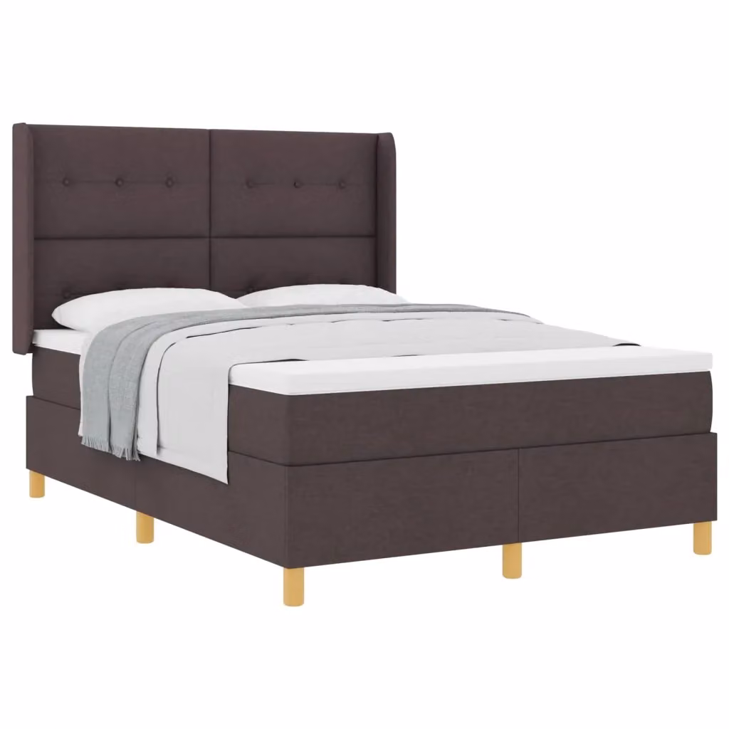 Letto a molle con testiera vidaXL in tessuto marrone e oro L/P/H: 200 x 140 x 143 cm – 2