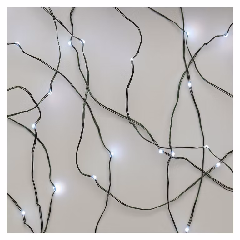 Catena luminosa a LED, mini LED, bianco freddo, 15 metri, 150 LED, grado di protezione IP44, con timer